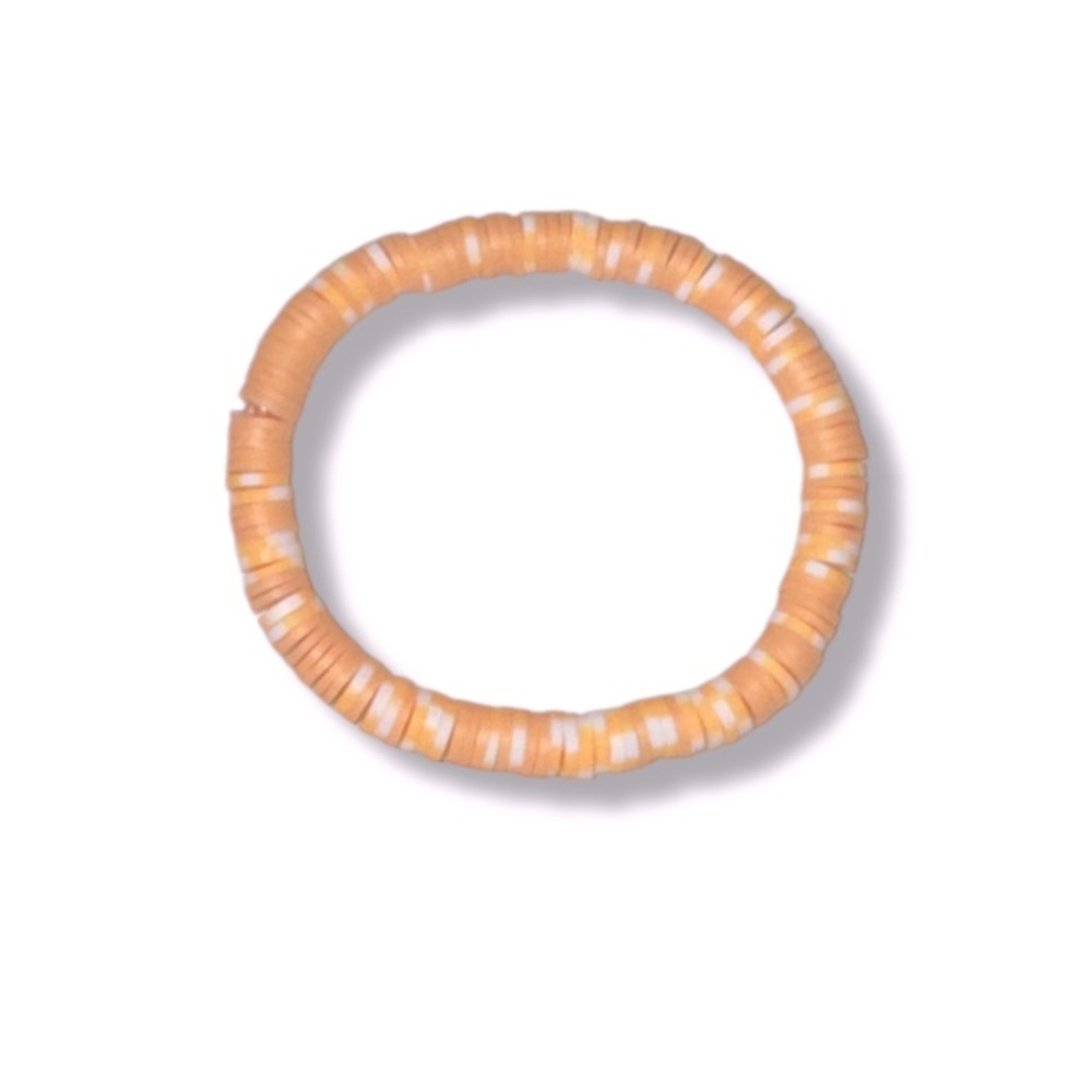 3 FOR $10 HANDCRAFTED Peach Orange & White Clay Beaded Bracelet